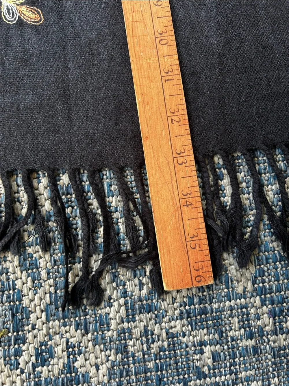 Black Embroidered Floral Shawl Scarf